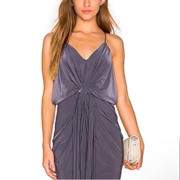 NWT Revolve MISA Los Angeles Domino Midi Dress in Gray - Picture 1 of 6